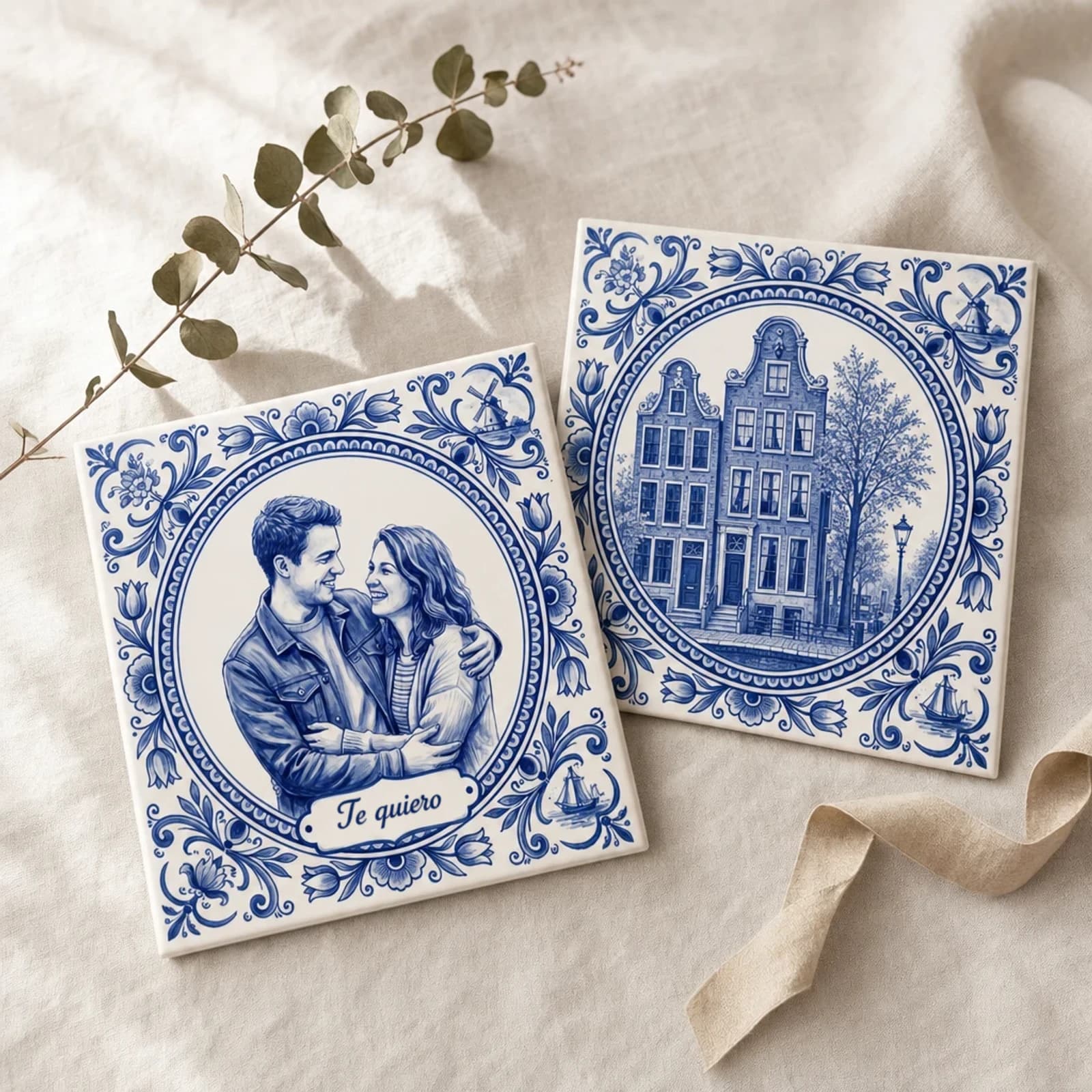 Delfts Blauw Duo — 2 fototegeltjes