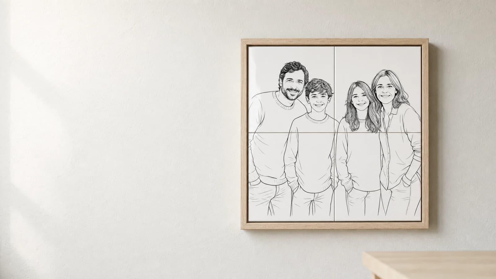 Lijnkunst Fototegeltjes in Baklijst
