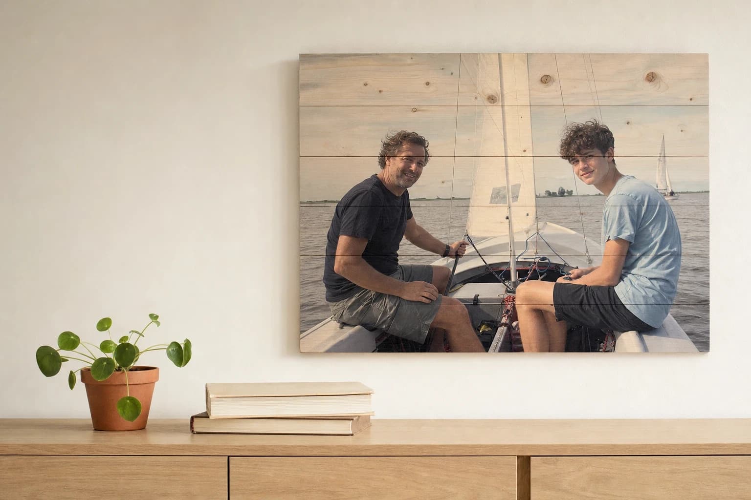 Vurenhout Afdruk — foto op hout product afbeelding