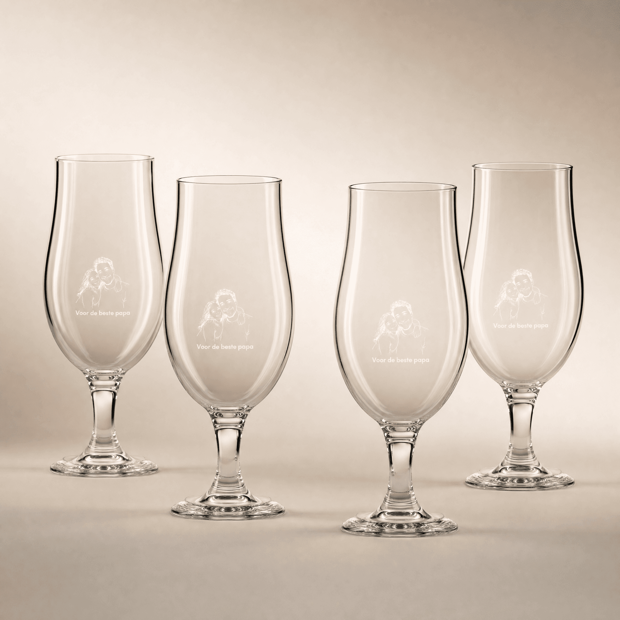 Sæt med 4 graverede ølglas