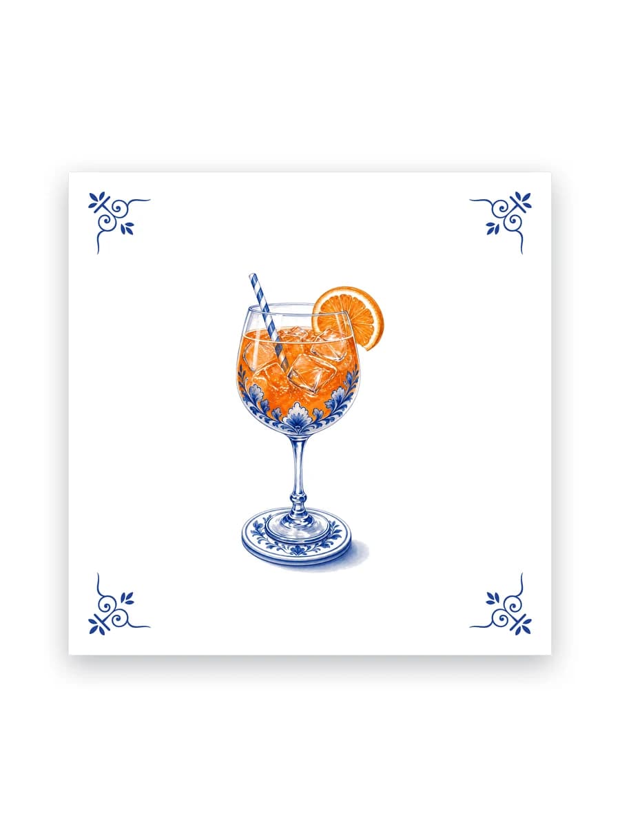 Delfts blauw tegeltje — Aperol spritz