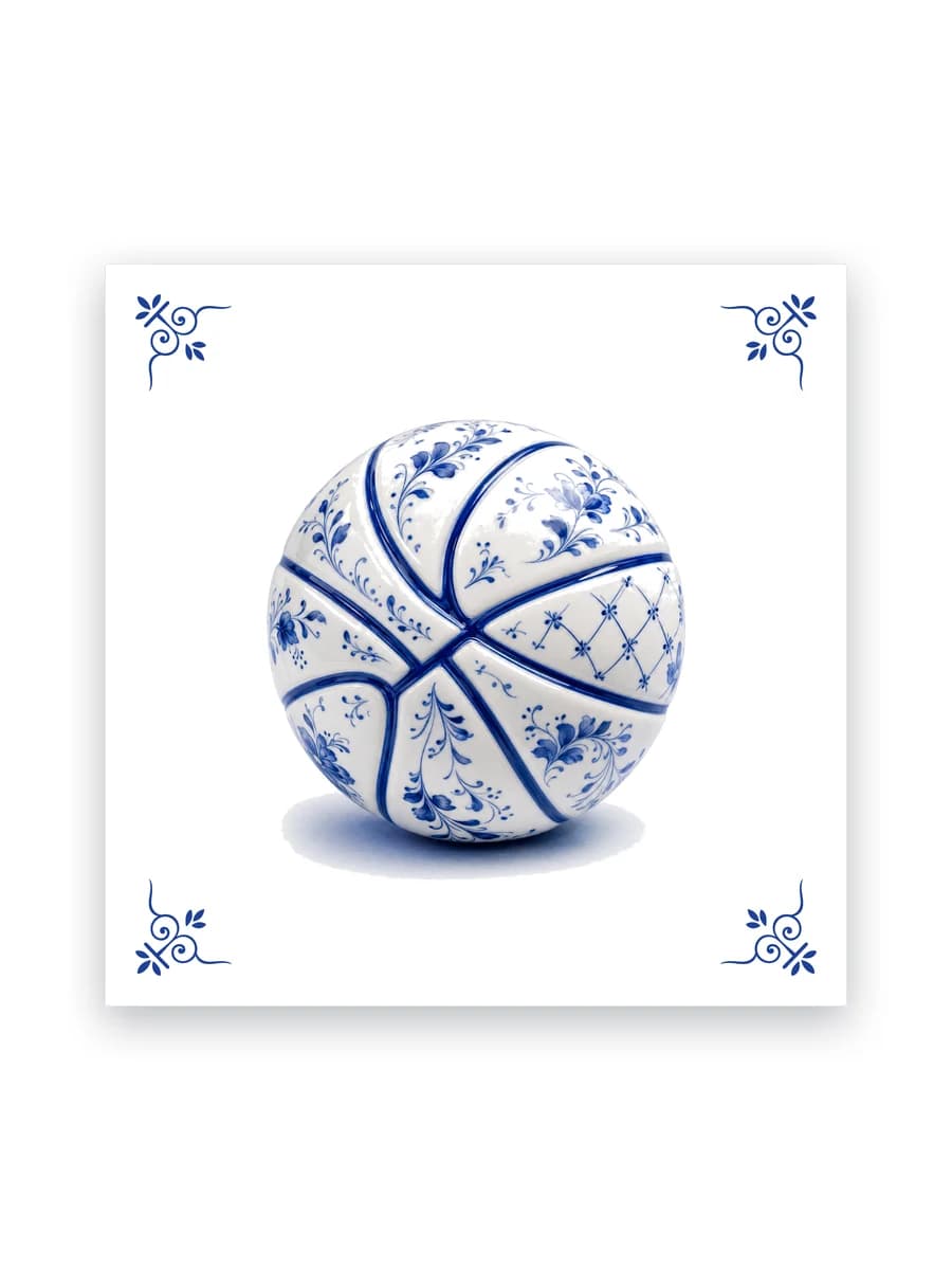 Delfts blauw tegeltje — Basketbal