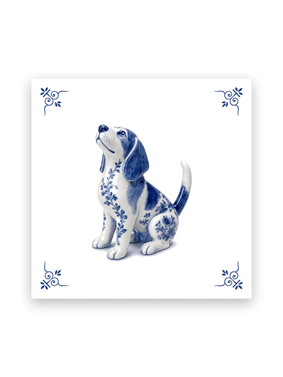 Delfts blauw tegeltje — Beagle