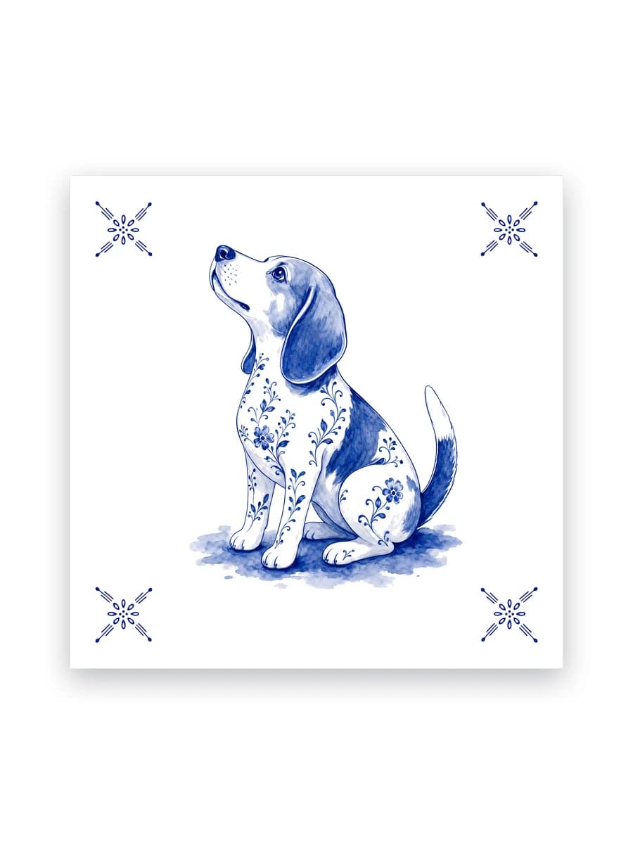 Delfts blauw tegeltje — Beagle