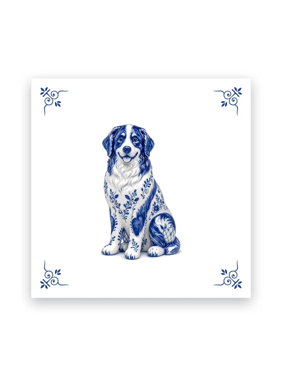 Delfts blauw tegeltje — Berner sennen