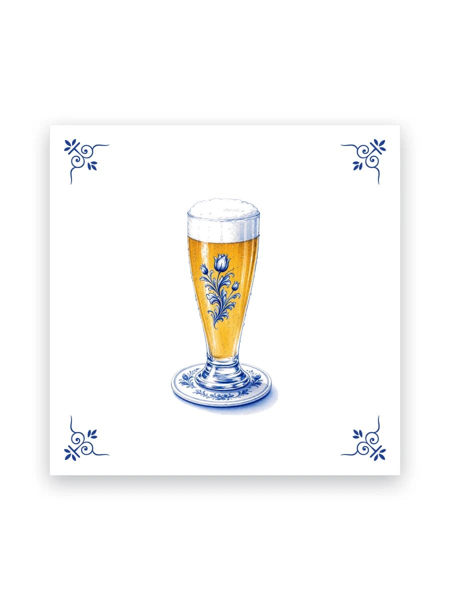 Delfts blauw tegeltje — Biertje