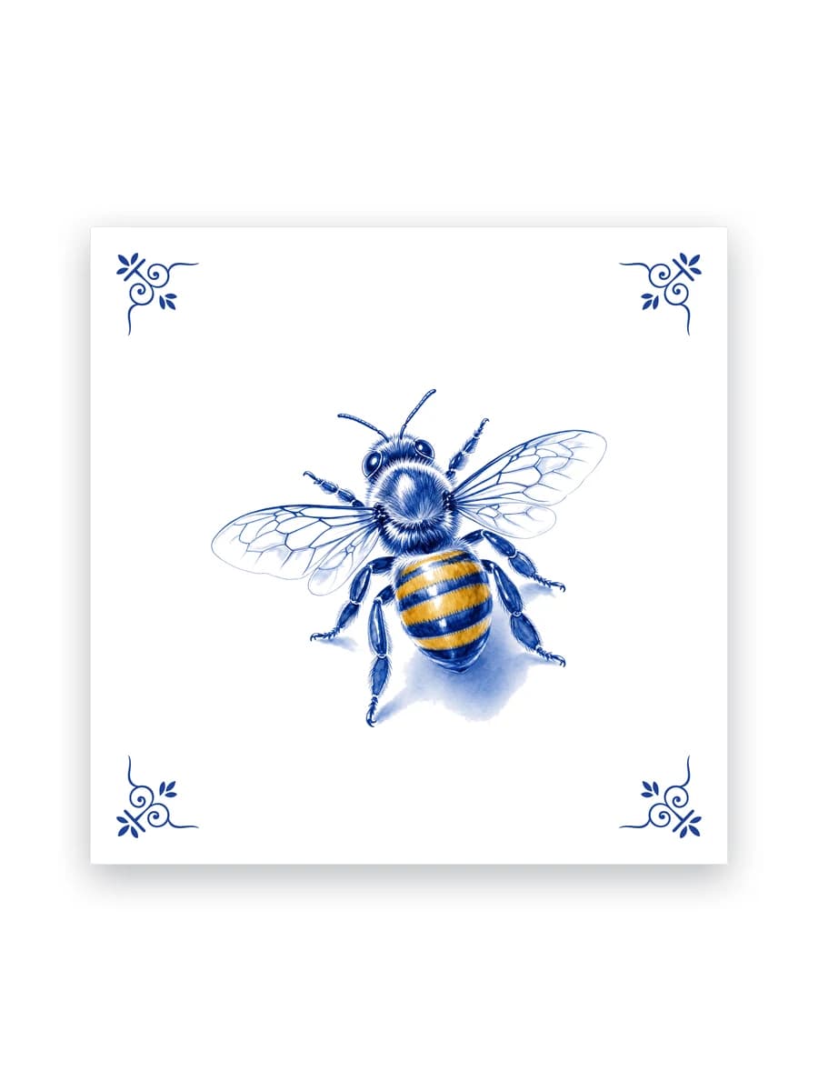 Delfts blauw tegeltje — Bij