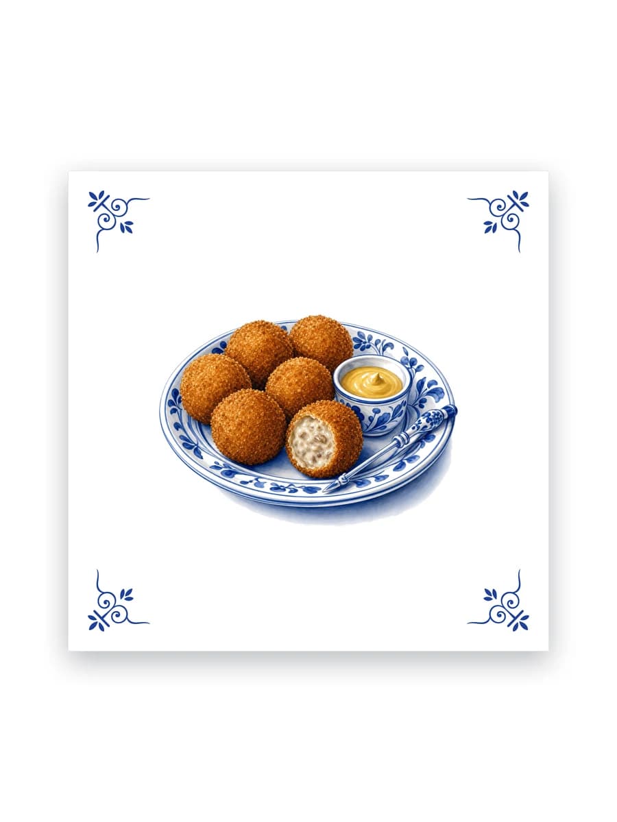 Delfts blauw tegeltje — Bitterballen