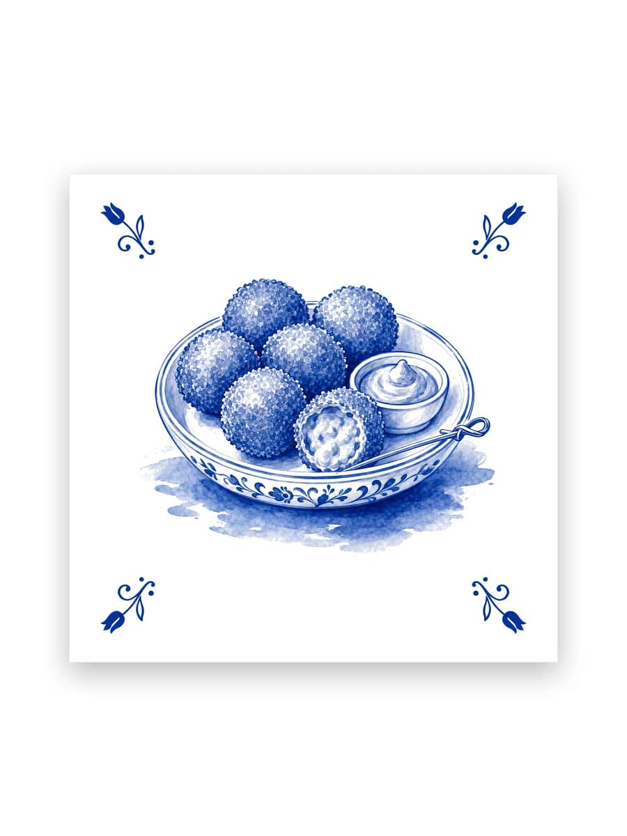 Delfts blauw tegeltje — Bitterballen
