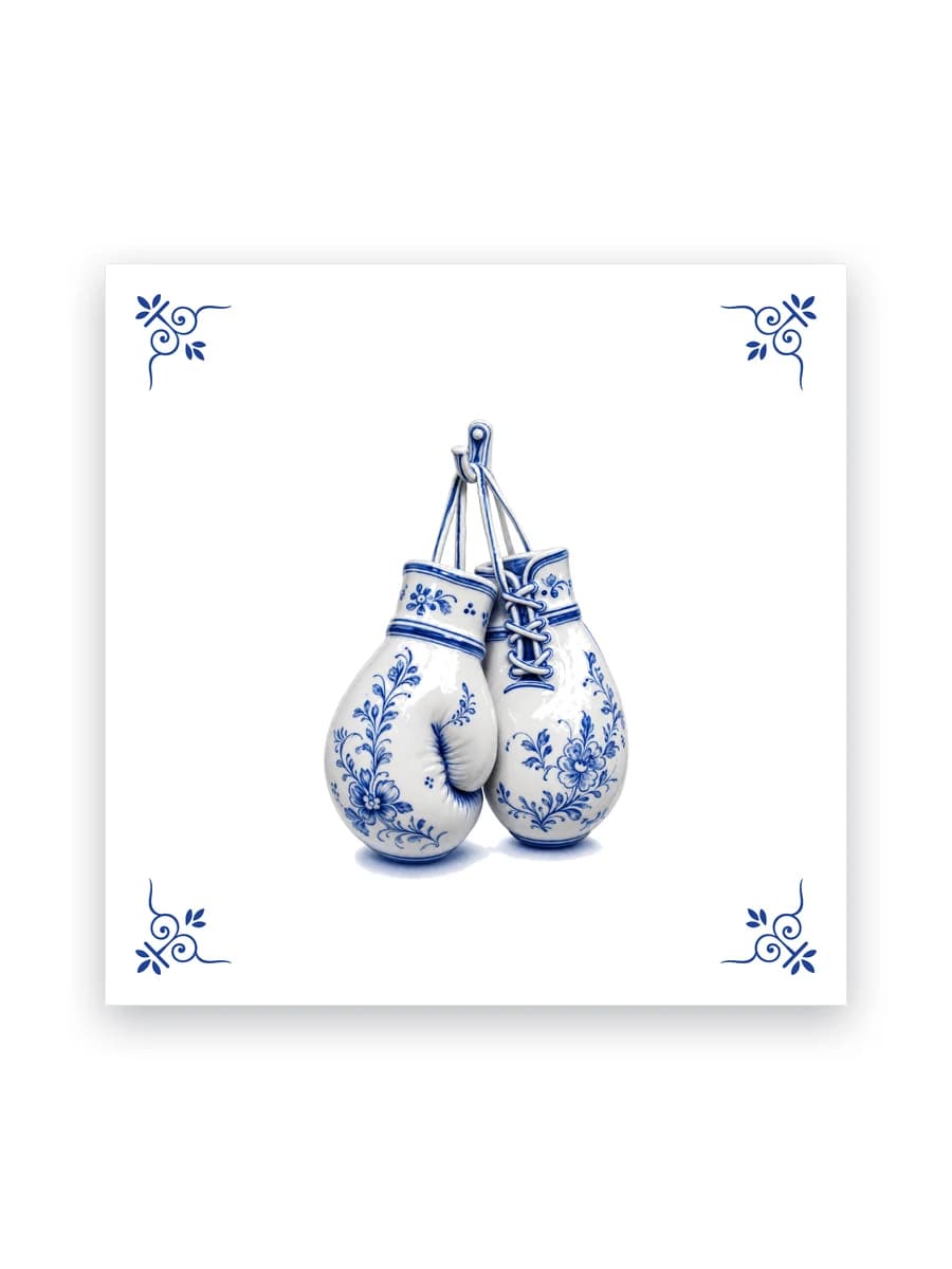 Delfts blauw tegeltje — Bokshandschoenen