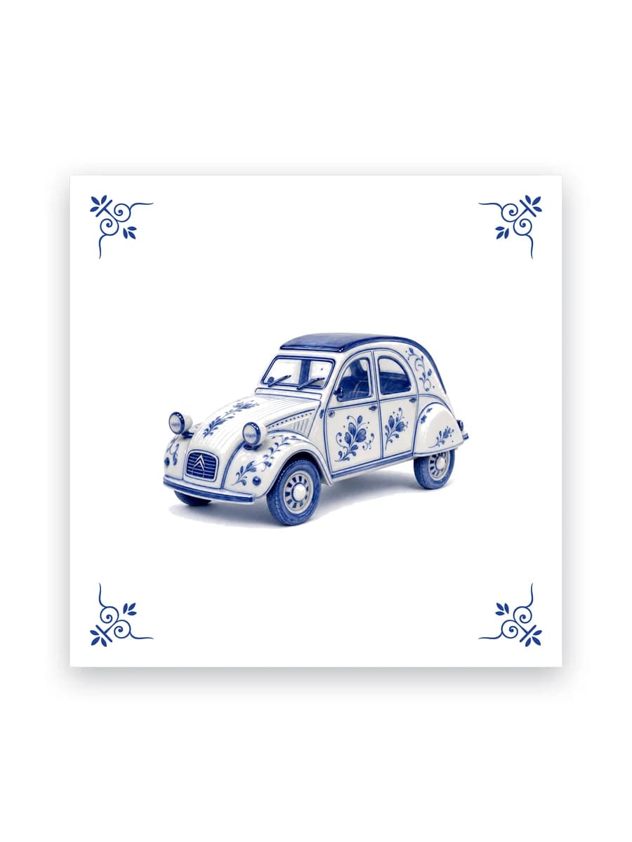 Delfts blauw tegeltje — Citroën 2CV