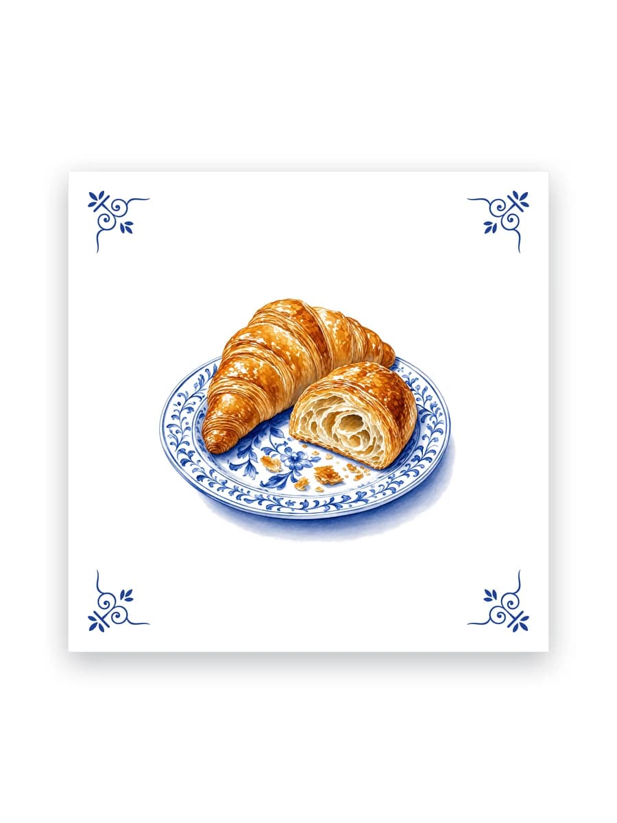 Delfts blauw tegeltje — Croissants