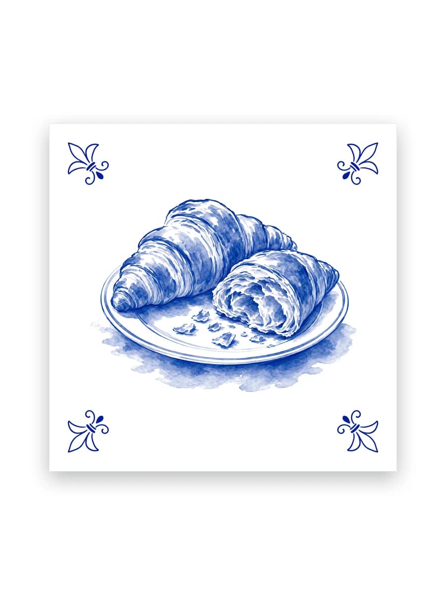Delfts blauw tegeltje — Croissants