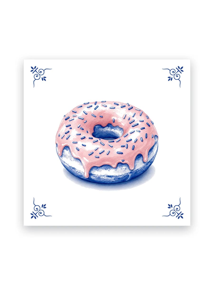 Delfts blauw tegeltje — Donut