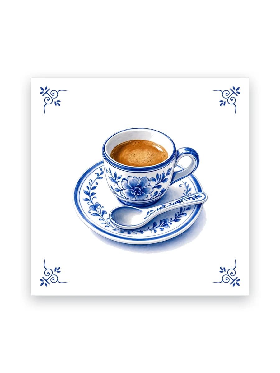 Delfts blauw tegeltje — Espresso