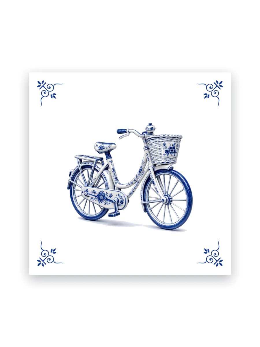 Delfts blauw tegeltje — Fiets