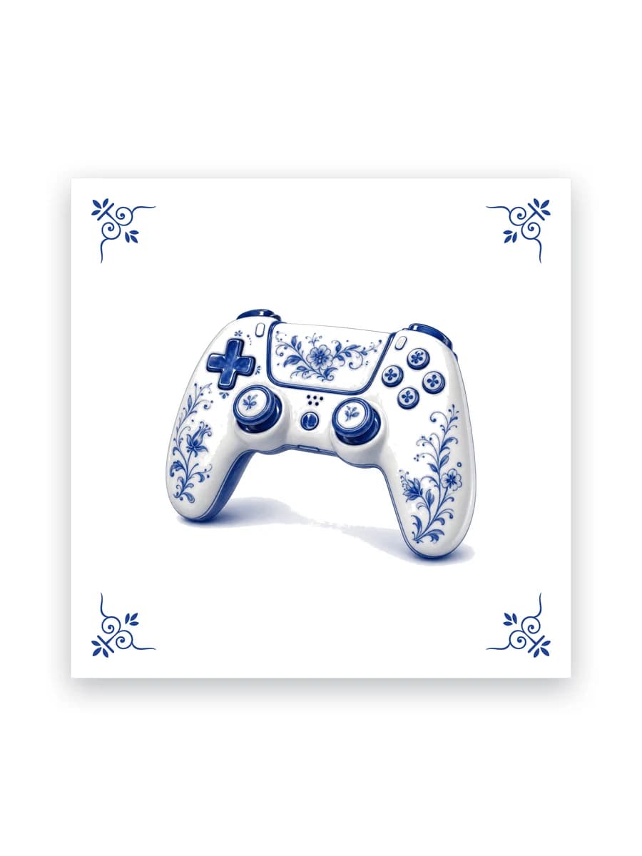 Delfts blauw tegeltje — Gamecontroller