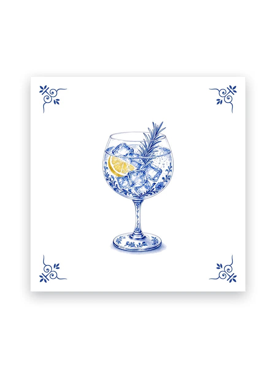 Delfts blauw tegeltje — Gin-tonic