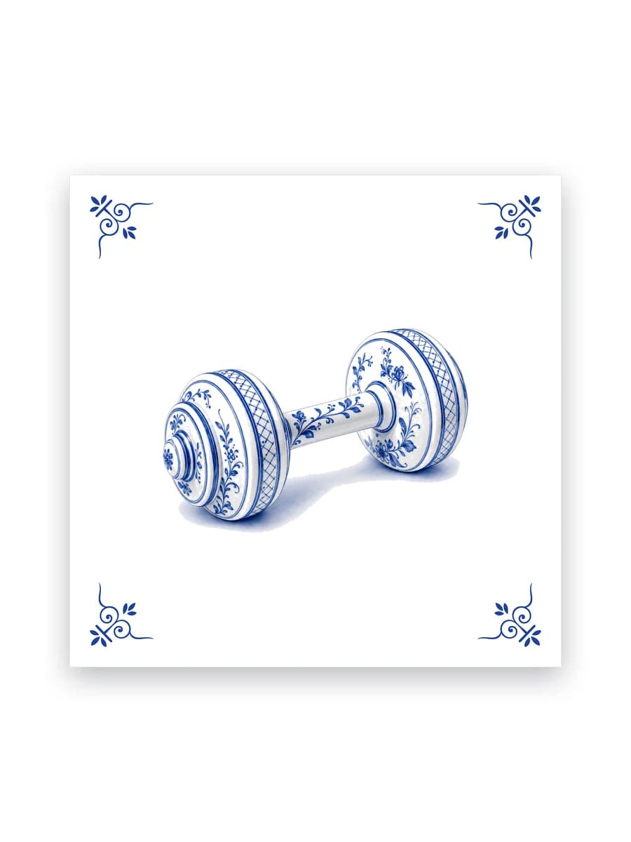 Delfts blauw tegeltje — Dumbbell