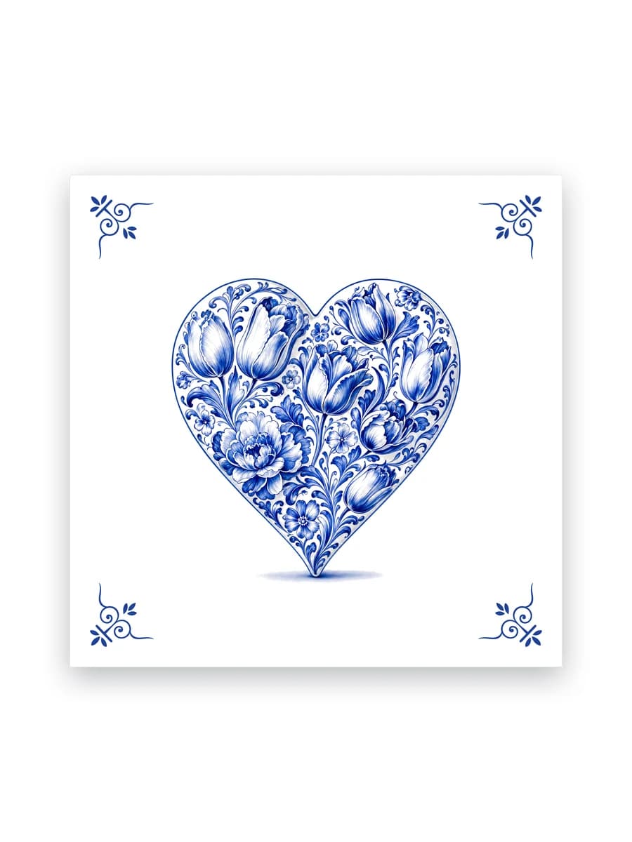 Delfts blauw tegeltje — Hart