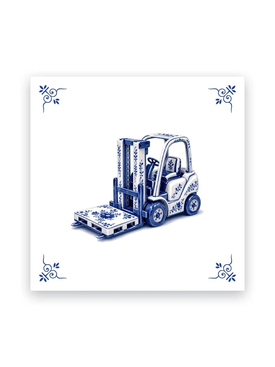 Delfts blauw tegeltje — Heftruck