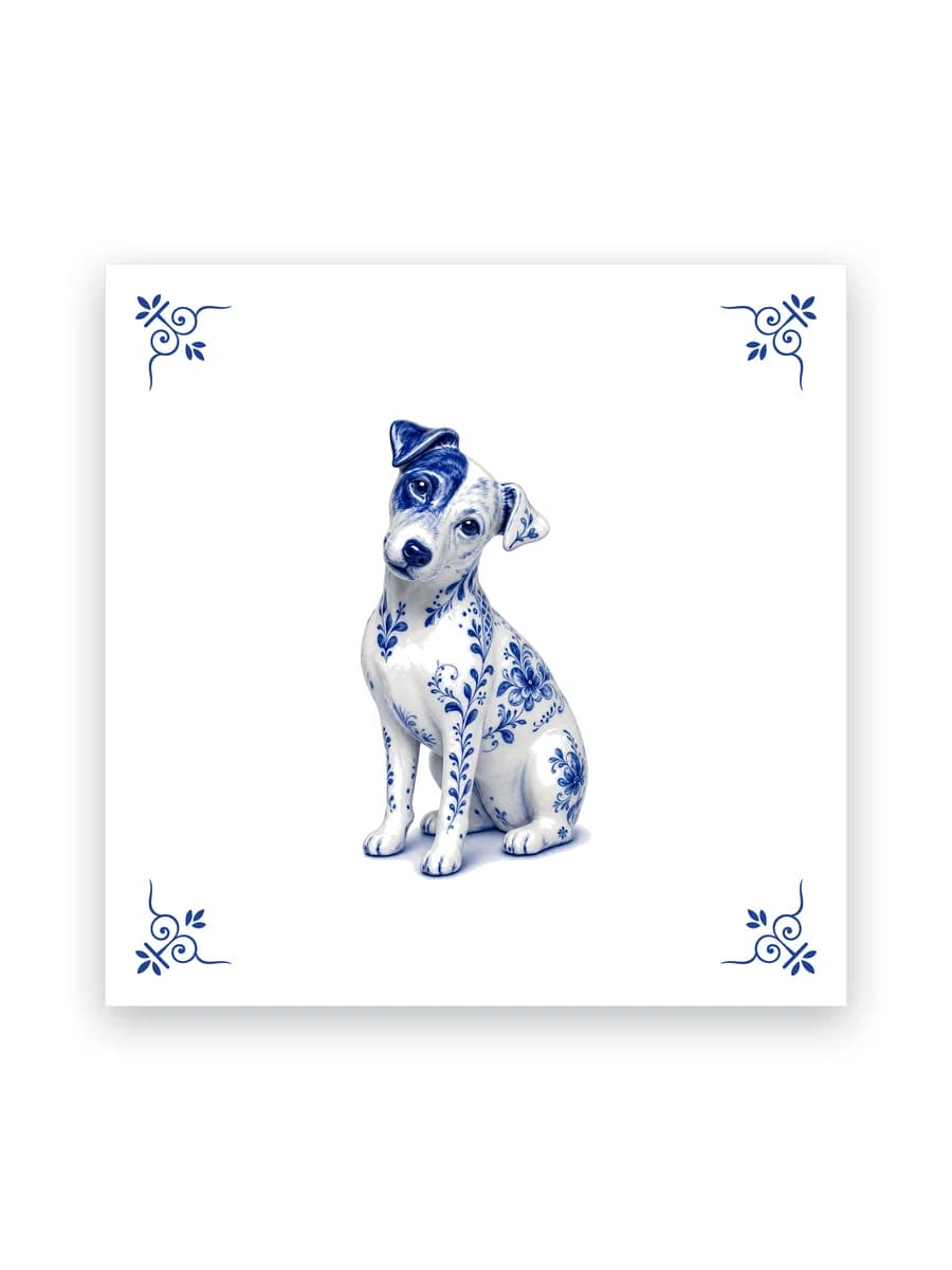 Delfts blauw tegeltje — Jack Russell