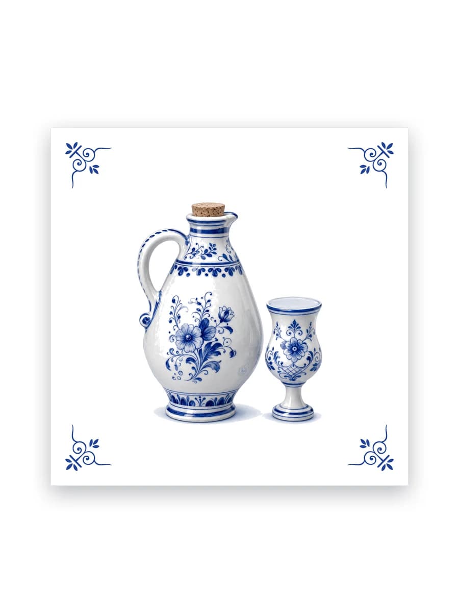 Delfts blauw tegeltje — Jeneverkruik