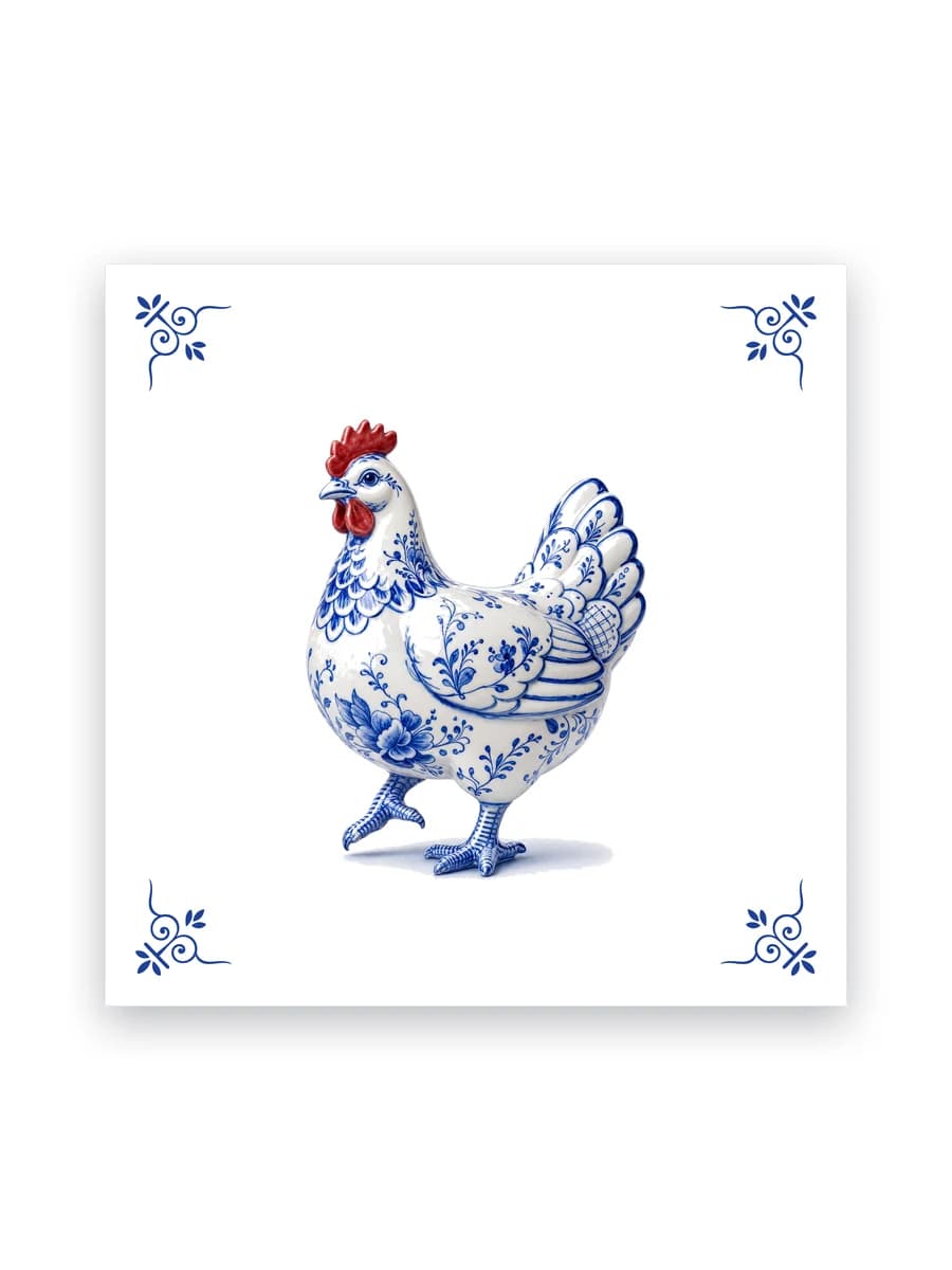 Delfts blauw tegeltje — Kip