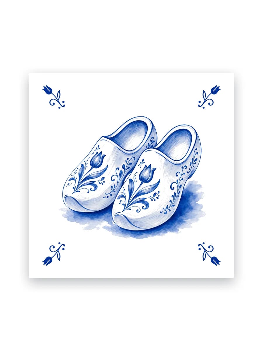 Delfts blauw tegeltje — Klompen