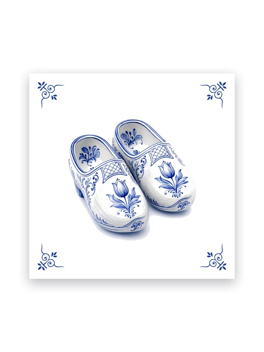Delfts blauw tegeltje — Klompen