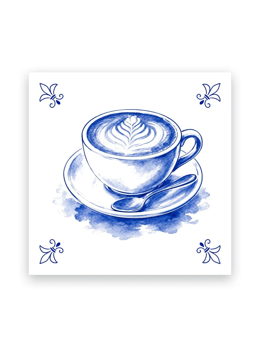 Delfts blauw tegeltje — Koffie