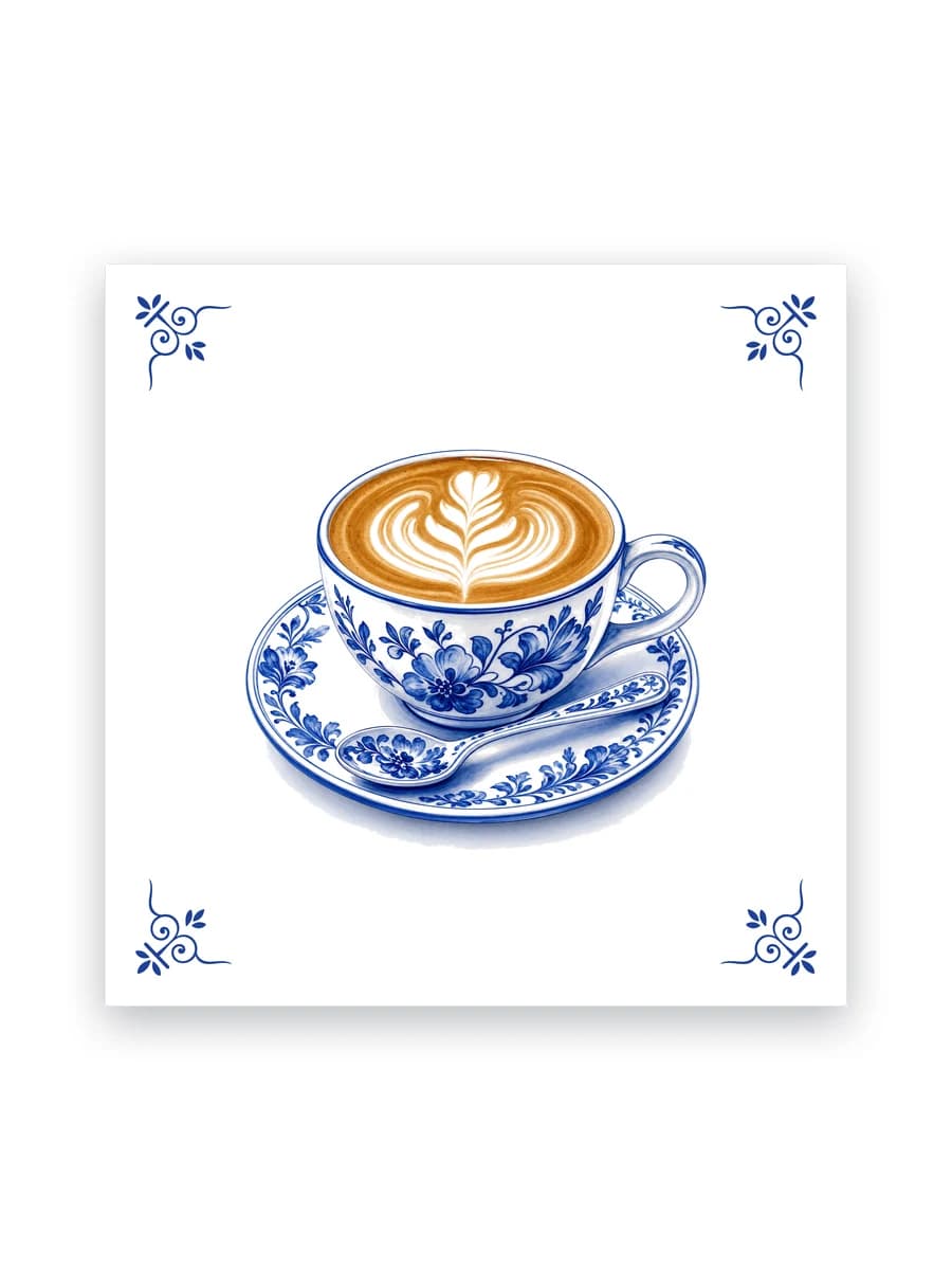 Delfts blauw tegeltje — Koffie