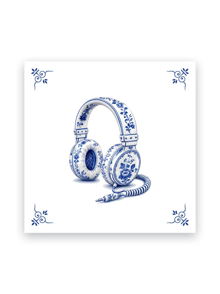 Delfts blauw tegeltje — Koptelefoon