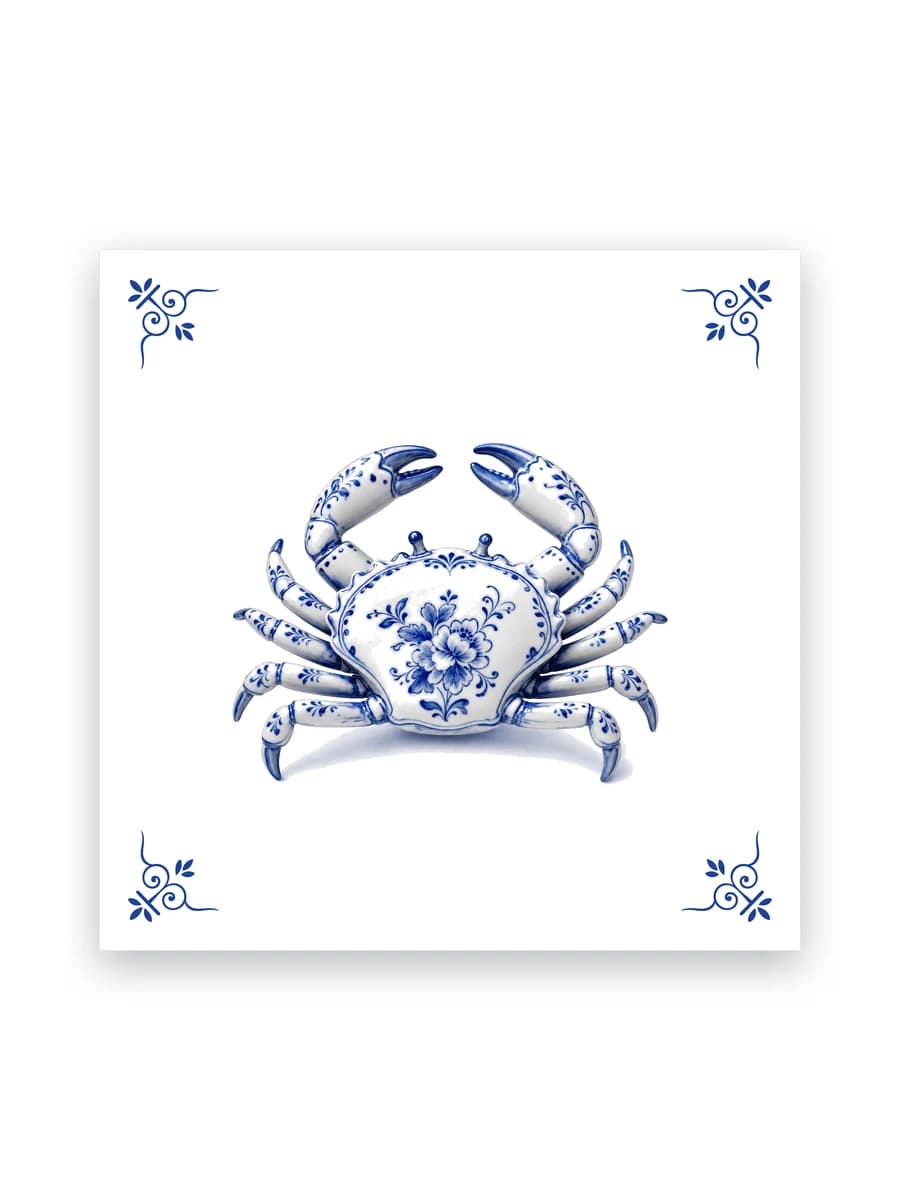 Delfts blauw tegeltje — Krab