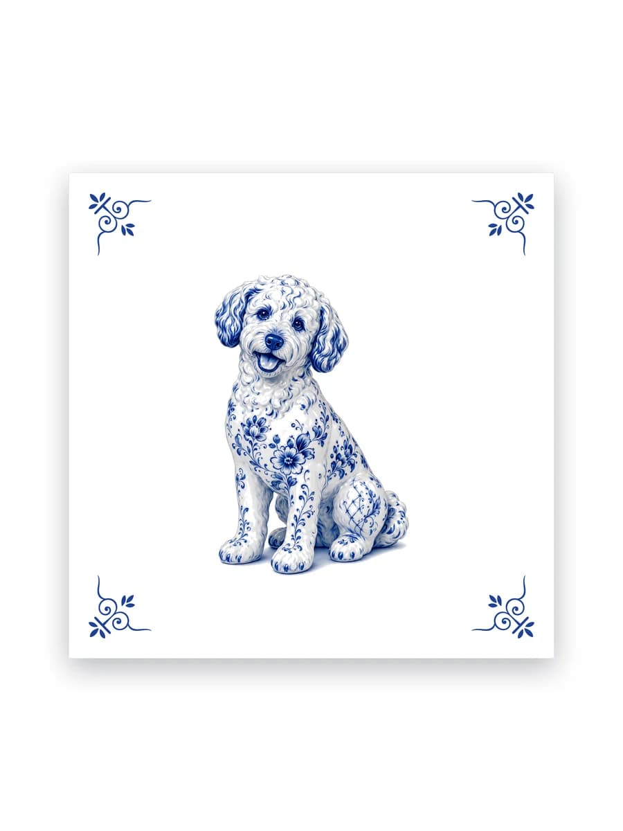 Delfts blauw tegeltje — Labradoodle