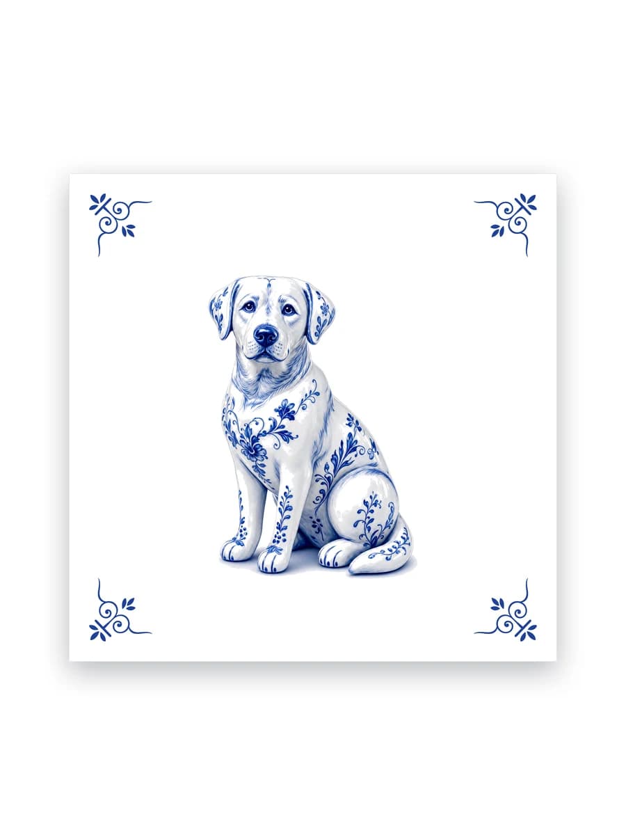 Delfts blauw tegeltje — Labrador