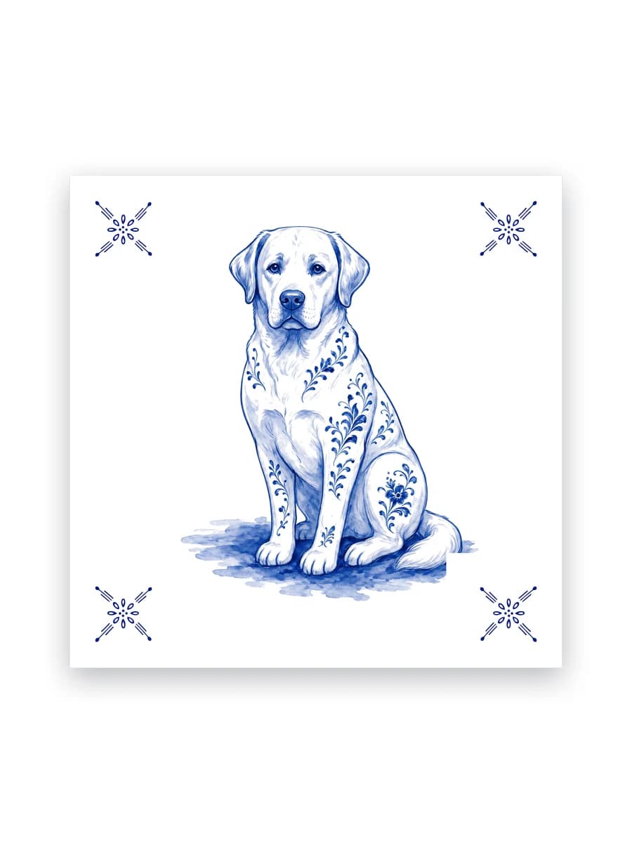 Delfts blauw tegeltje — Labrador