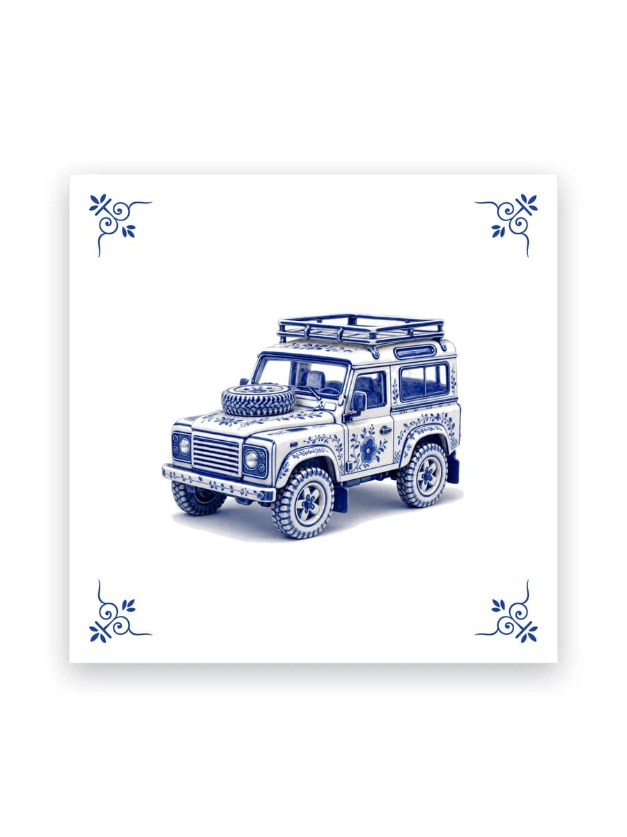 Delfts blauw tegeltje — Klassieke Land Rover
