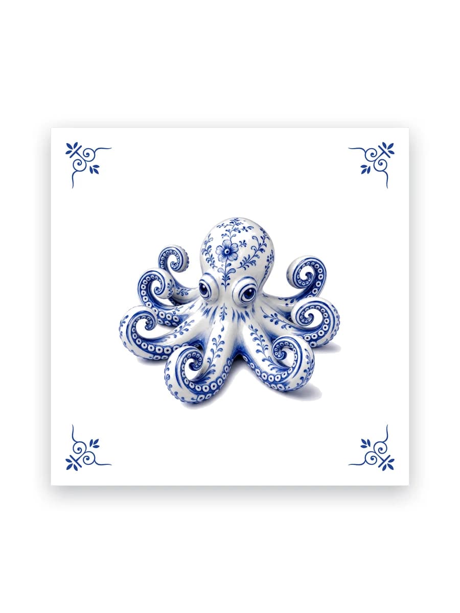 Delfts blauw tegeltje — Octopus