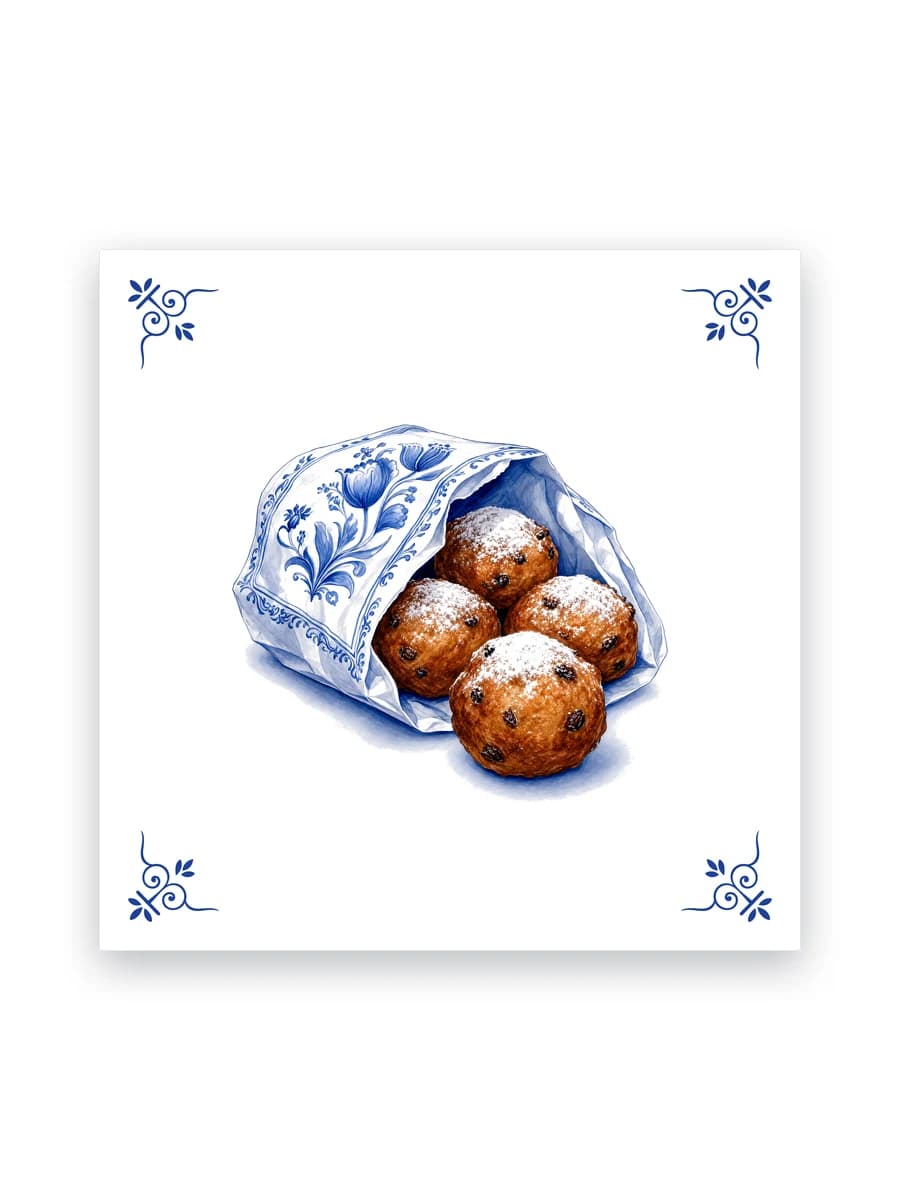 Delfts blauw tegeltje — Oliebollen