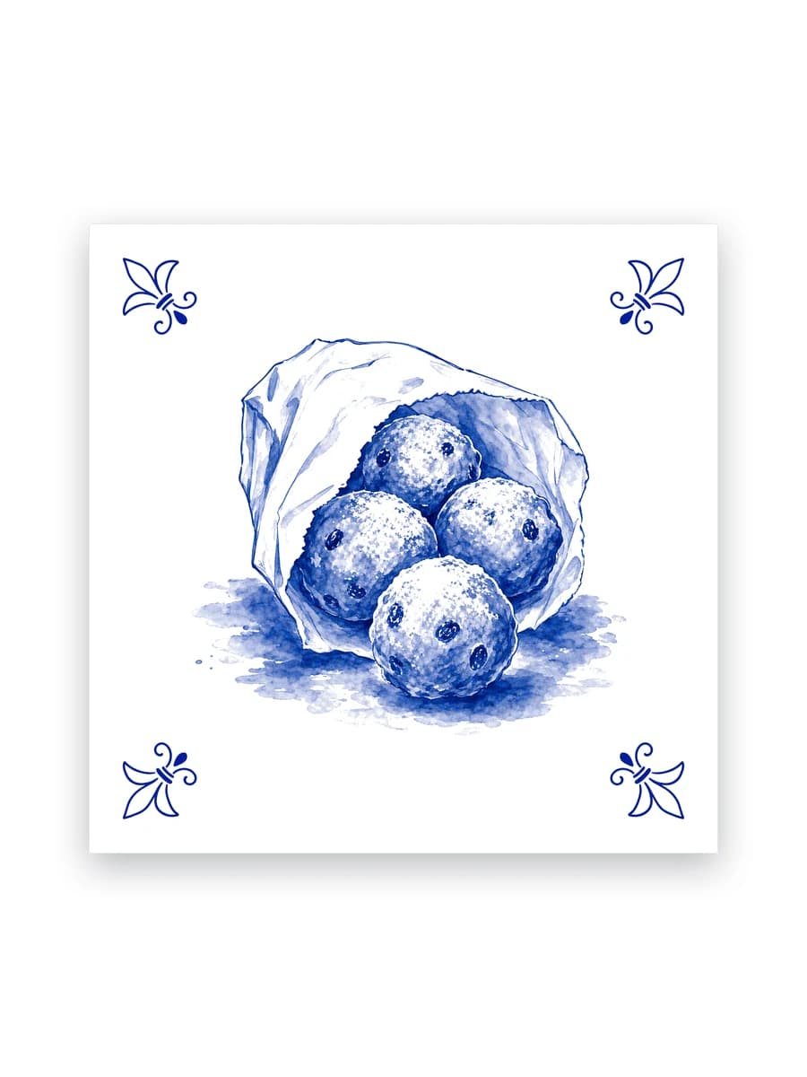 Delfts blauw tegeltje — Oliebollen