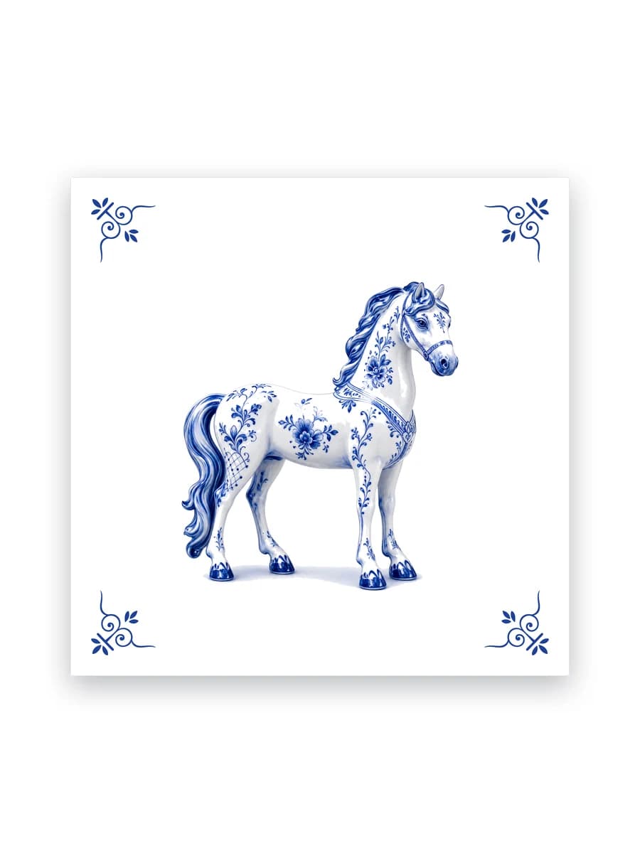 Delfts blauw tegeltje — Paard