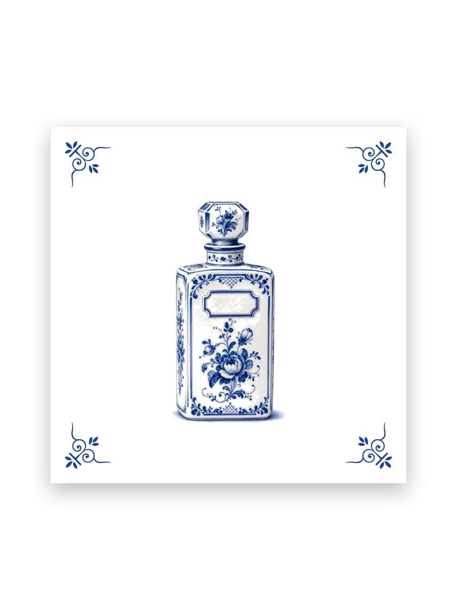 Delfts blauw tegeltje — Parfumfles