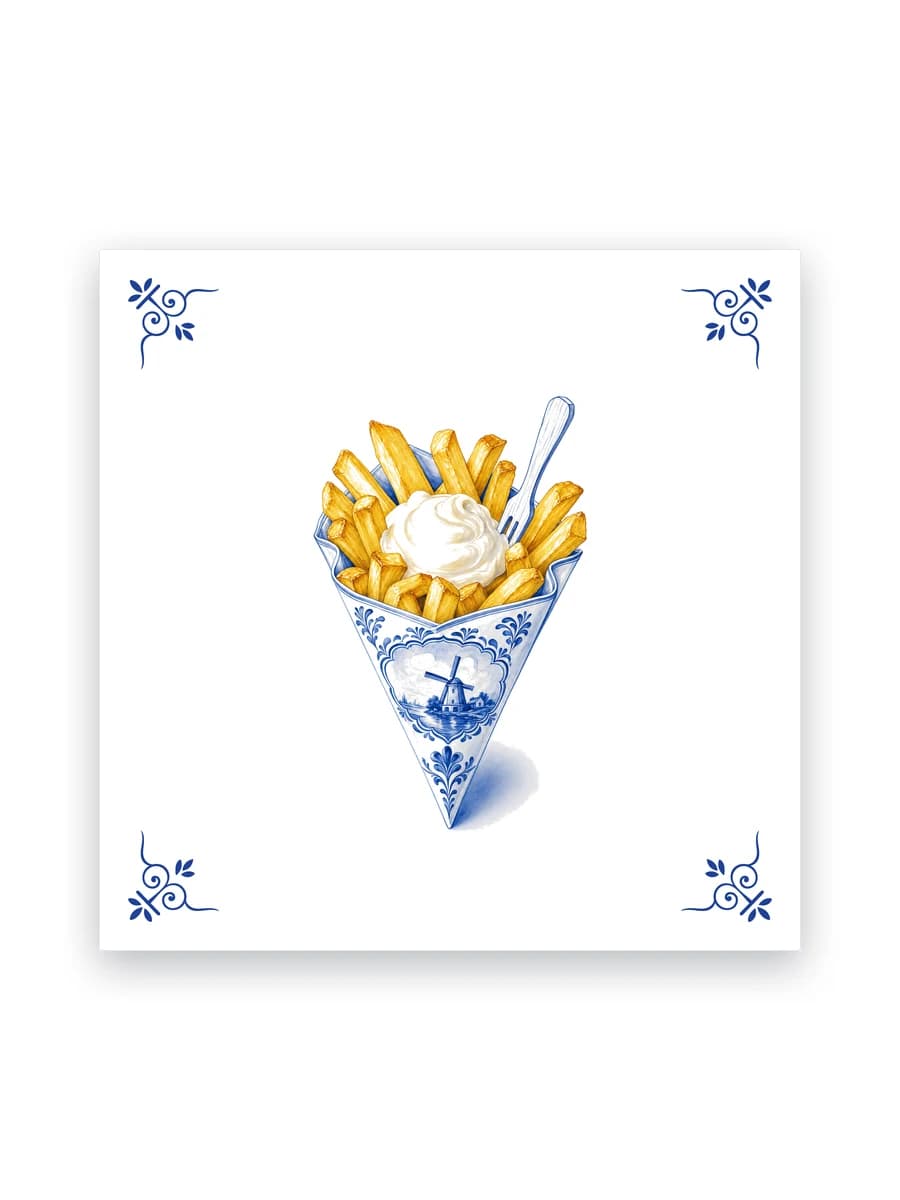 Delfts blauw tegeltje — Patatje met