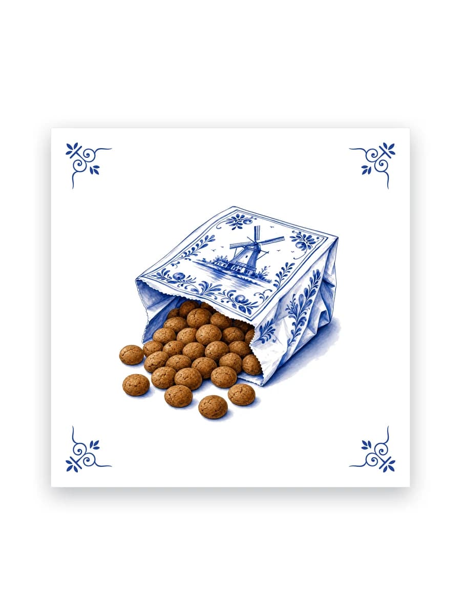 Delfts blauw tegeltje — Zak pepernoten