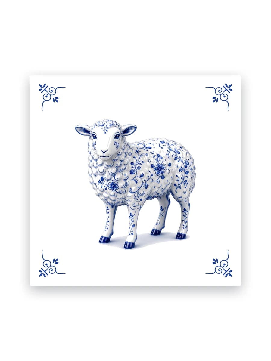 Delfts blauw tegeltje — Schaap