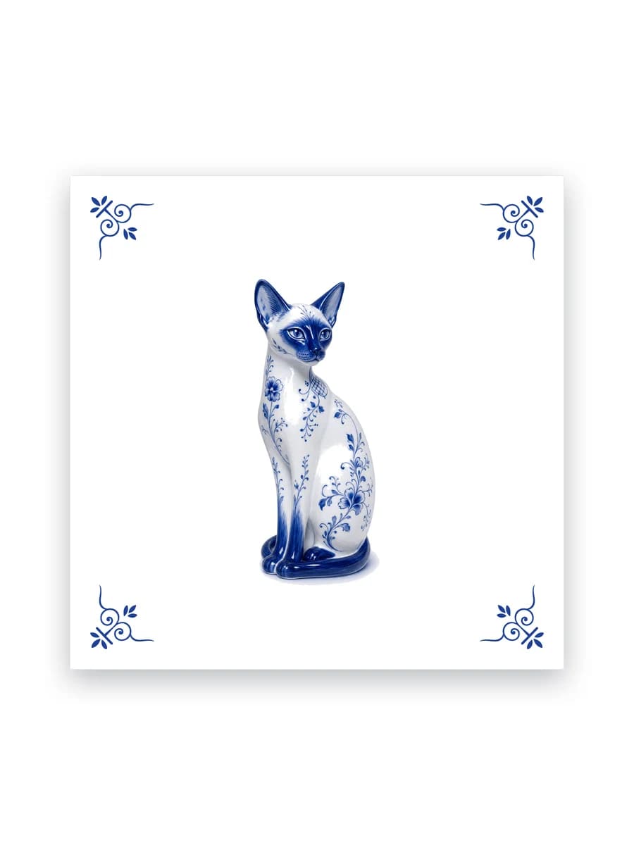Delfts blauw tegeltje — Siamees