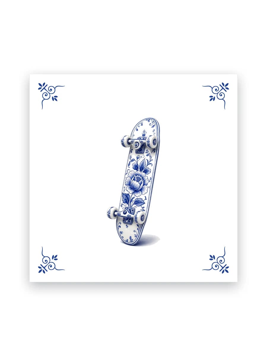 Delfts blauw tegeltje — Skateboard