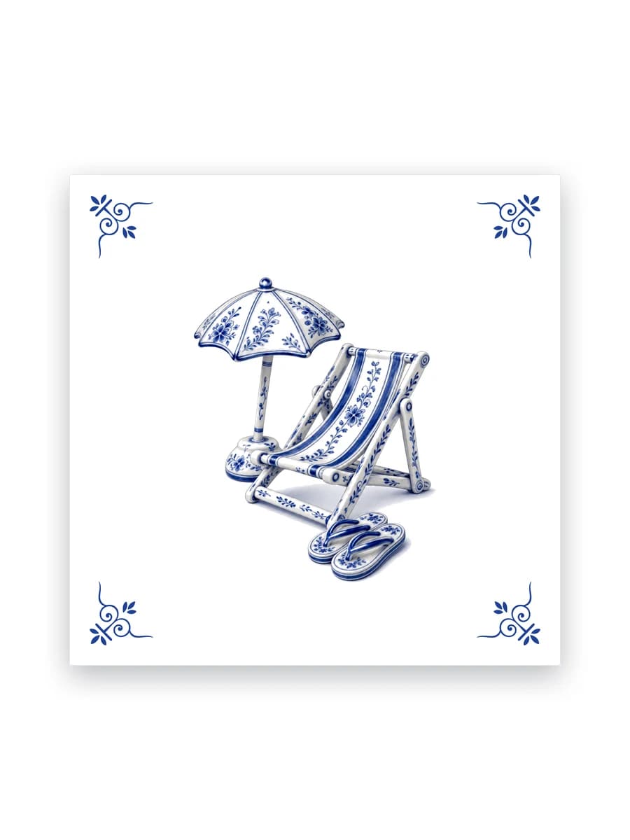 Delfts blauw tegeltje — Strandstoel