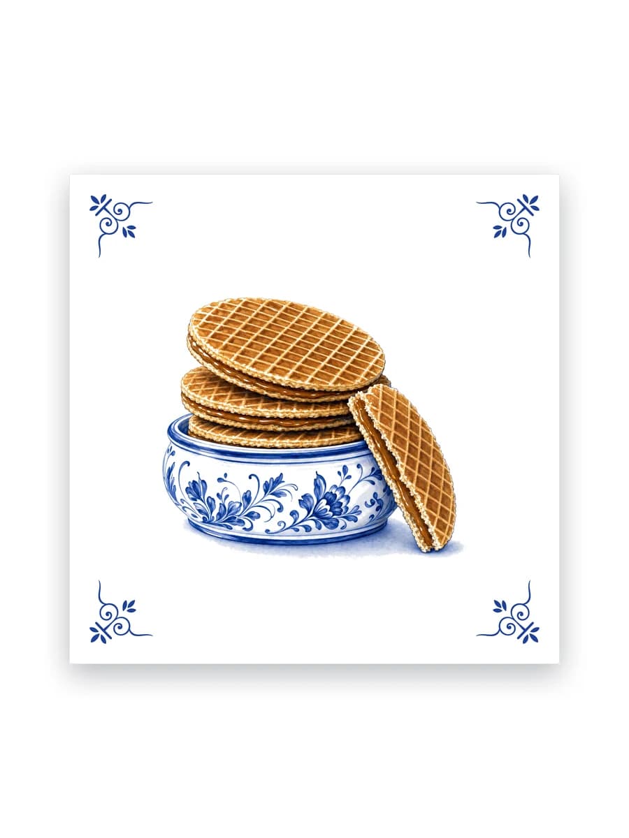 Delfts blauw tegeltje — Stroopwafels